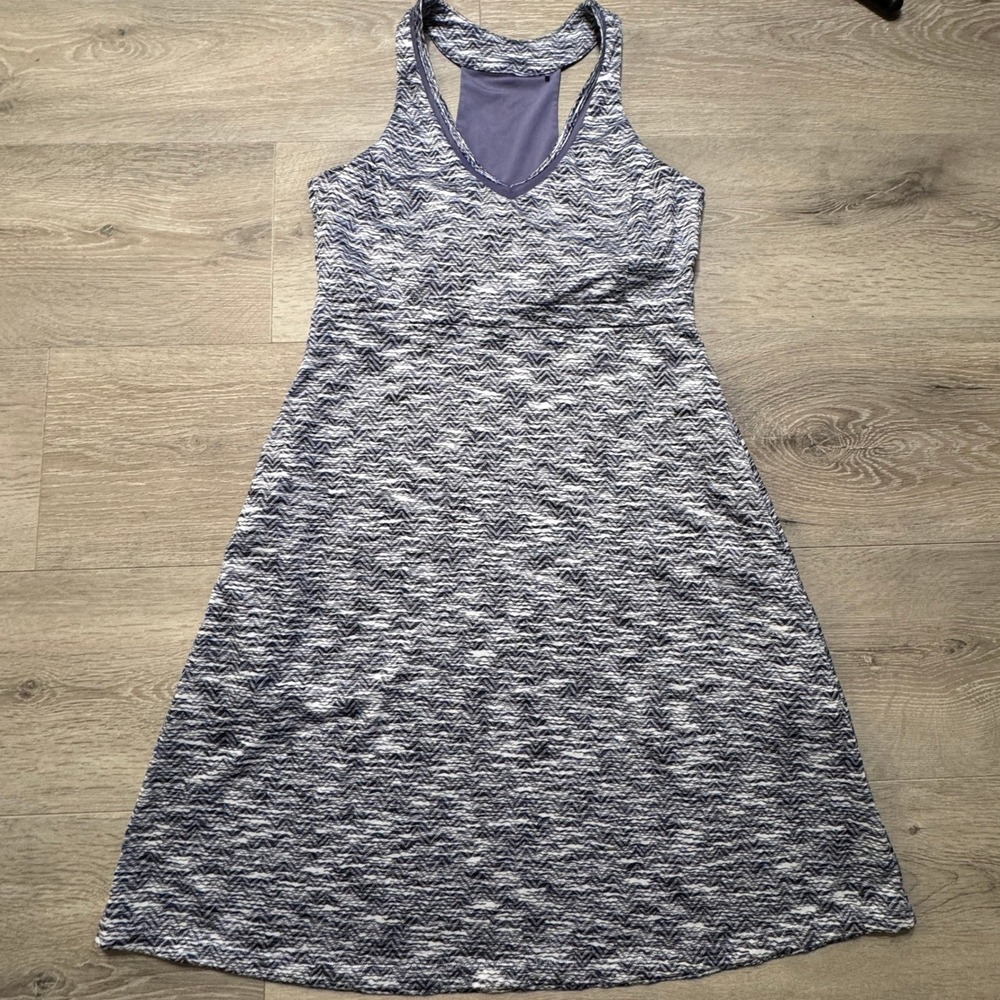 MPG Sport Womens Purple Chevron Space Dye Active Dress Racerback V-Neck Small